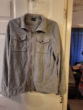 Men’s Used Capo  Light Gray Suede Zip-Front Jacket